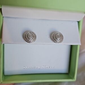 Round Sterling Silver and Cubic Zirconia Earrings